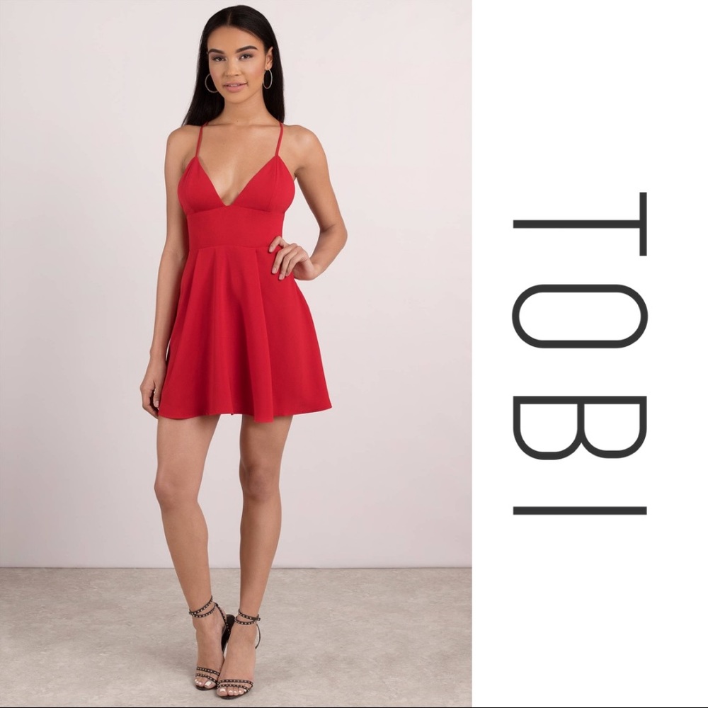TOBI SKATER MINI DRESS IN RED